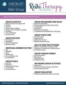 Reiki Group Checklist